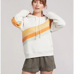 Faherty Women's Sonoma Hoodie Vintage Surf Stripe S/M Organic Cotton Polyester